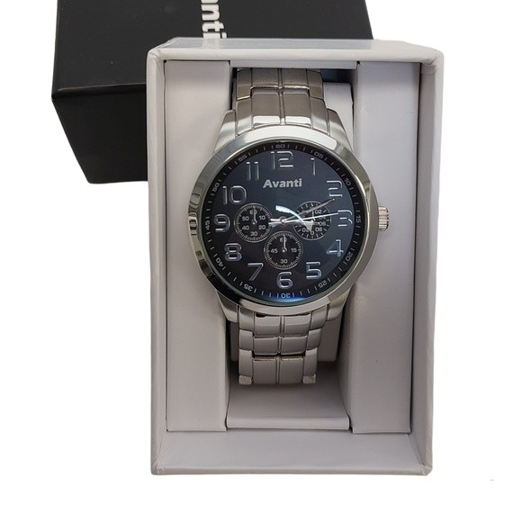 Mens Avanti Casual Stainless Steel Silver Graphite Watches Lot Of 2